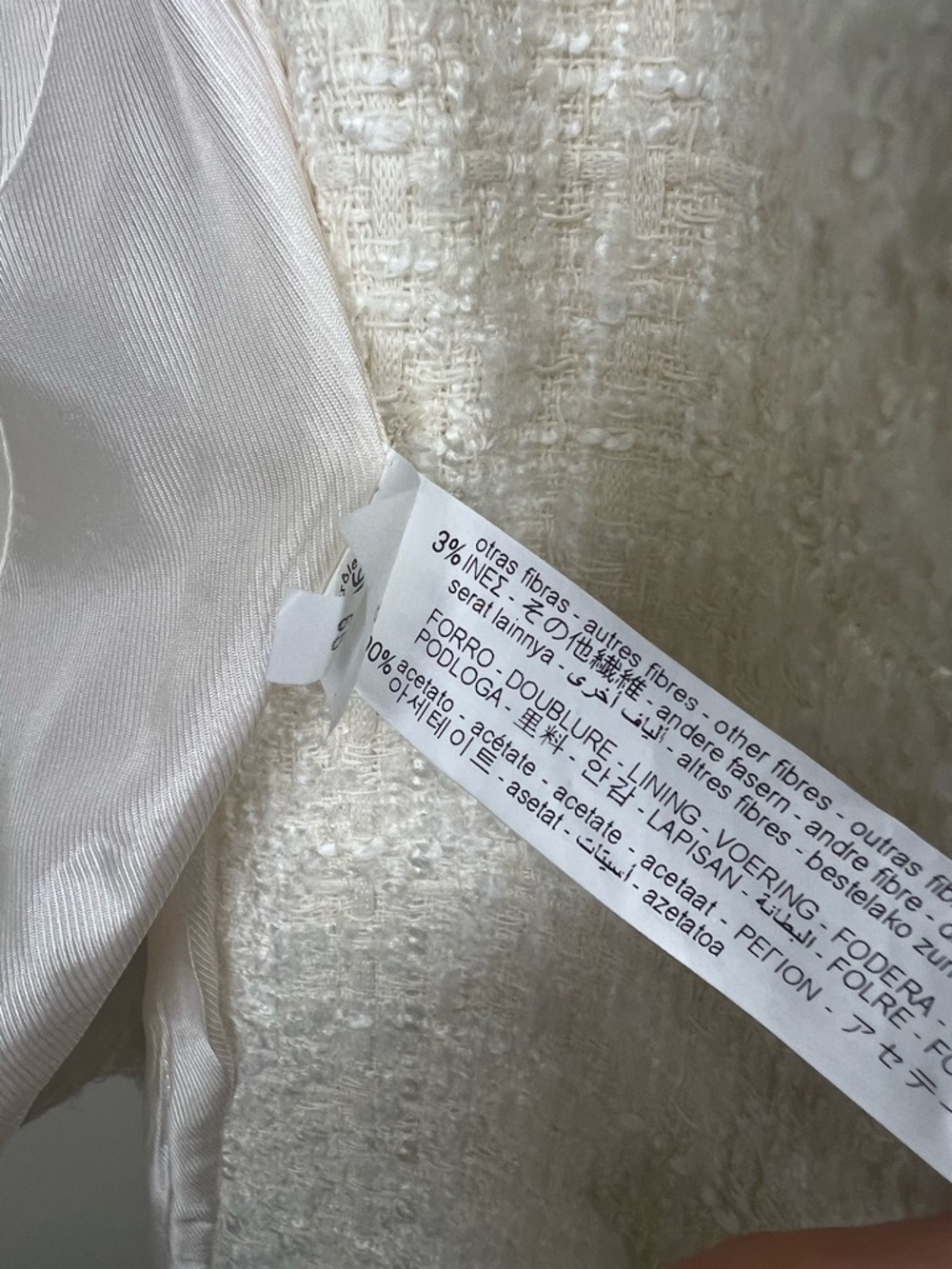 ZARA IVORY DOUBLE BREASTED TEXTURED WEAVE TWEED BLAZER JACKET XS - Picture 12 of 14
